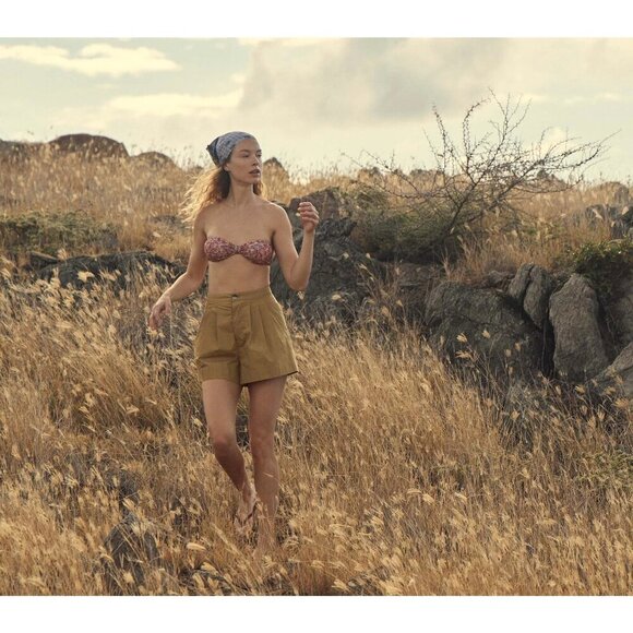 💕DOEN💕 Jade Short ~ High Waisted Cotton Poplin Shorts Bay Leaf 10 NWT - Picture 4 of 12